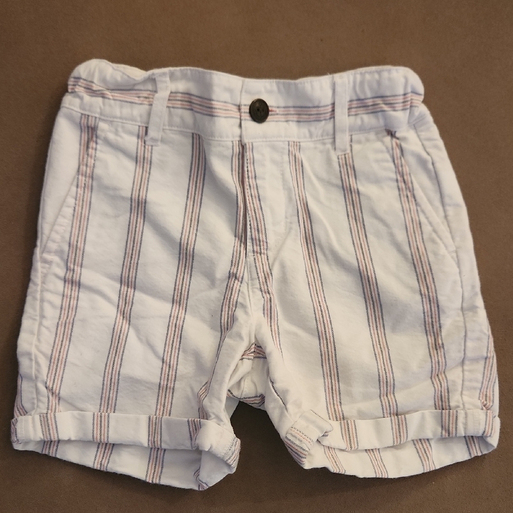 Janie and Jack White Shorts with Red and Blue Stripes Size 4T